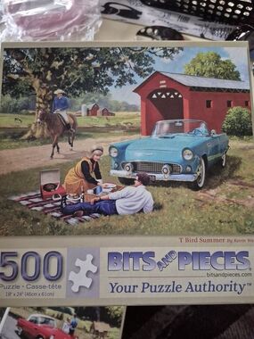 Bits and Pieces T Bird Summer 500-Piece Puzzle - Blue